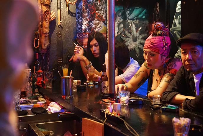 Patrons in alternative fashion at horror bar