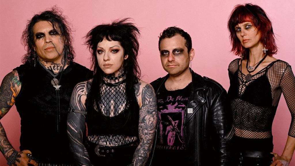 Seattle’s Nox Novacula pose in stark black and white, capturing the grit and defiance of deathrock.